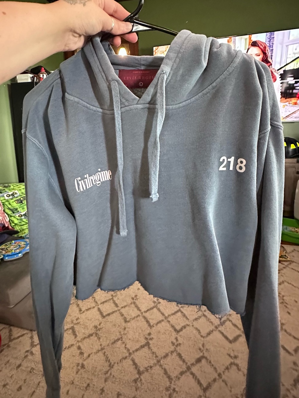 Civilregime 218 Cropped Hoodie in Slate Blue